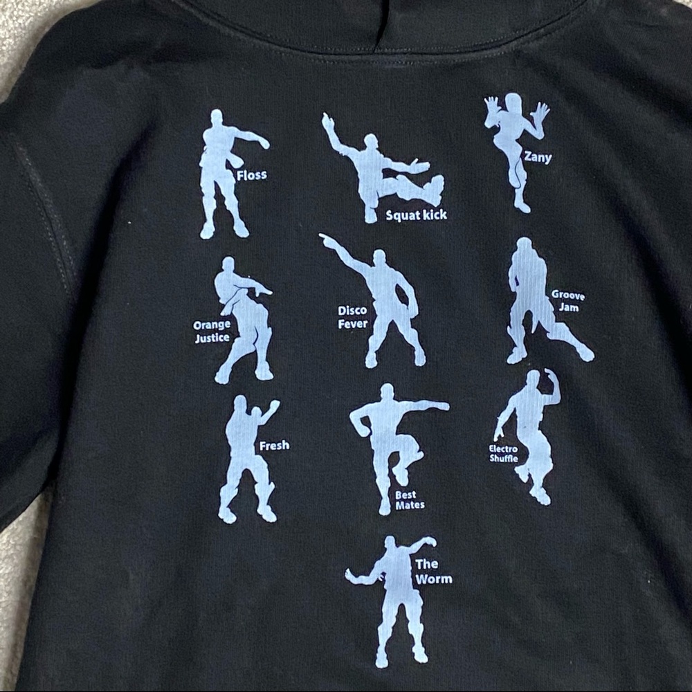 New black Fortnite dance moves silhouette battle hoodie size large